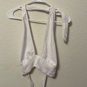 White Cropped Halter Top